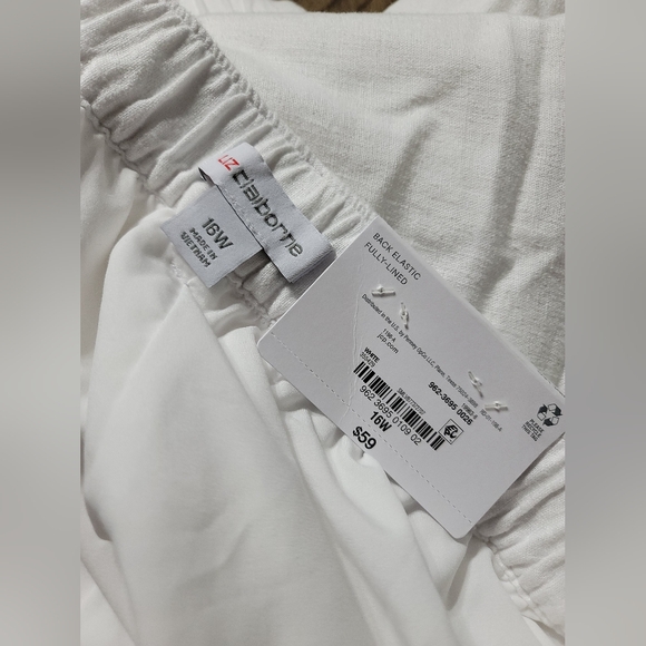 Liz Claiborne Plus Linen High Rise Wide Leg Flat Front Pant 16W White Oversized - Picture 8 of 9